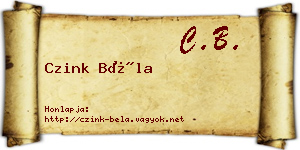 Czink Béla névjegykártya